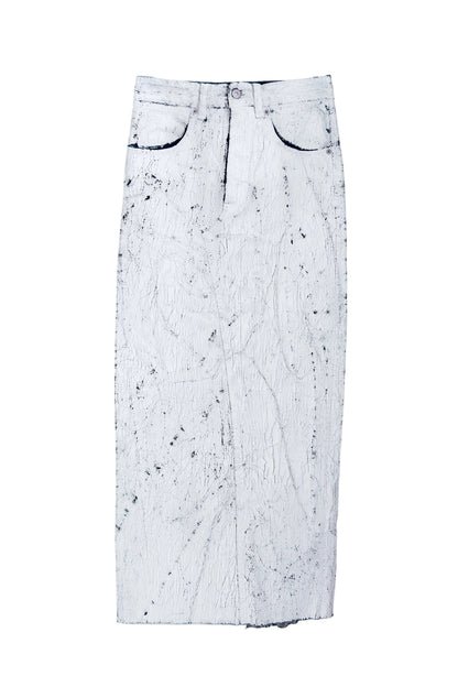MM6 HAND-PAINTED DENIM LONG SKIRT