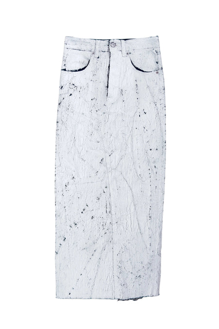 MM6 HAND-PAINTED DENIM LONG SKIRT
