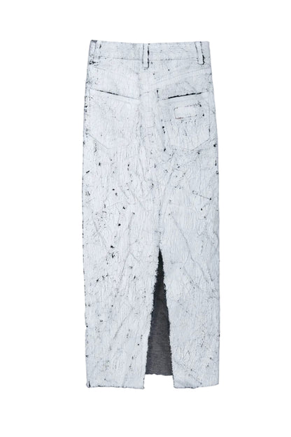 MM6 HAND-PAINTED DENIM LONG SKIRT