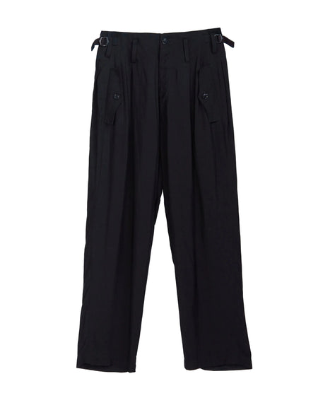 YOHJI YAMAMOTO Y'S 2 TUCK WIDE PANTS_BLACK