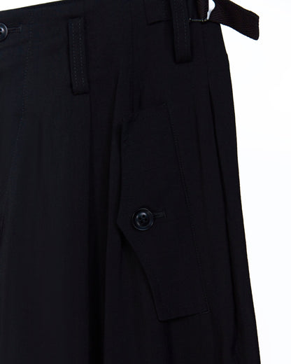YOHJI YAMAMOTO Y'S 2 TUCK WIDE PANTS_BLACK