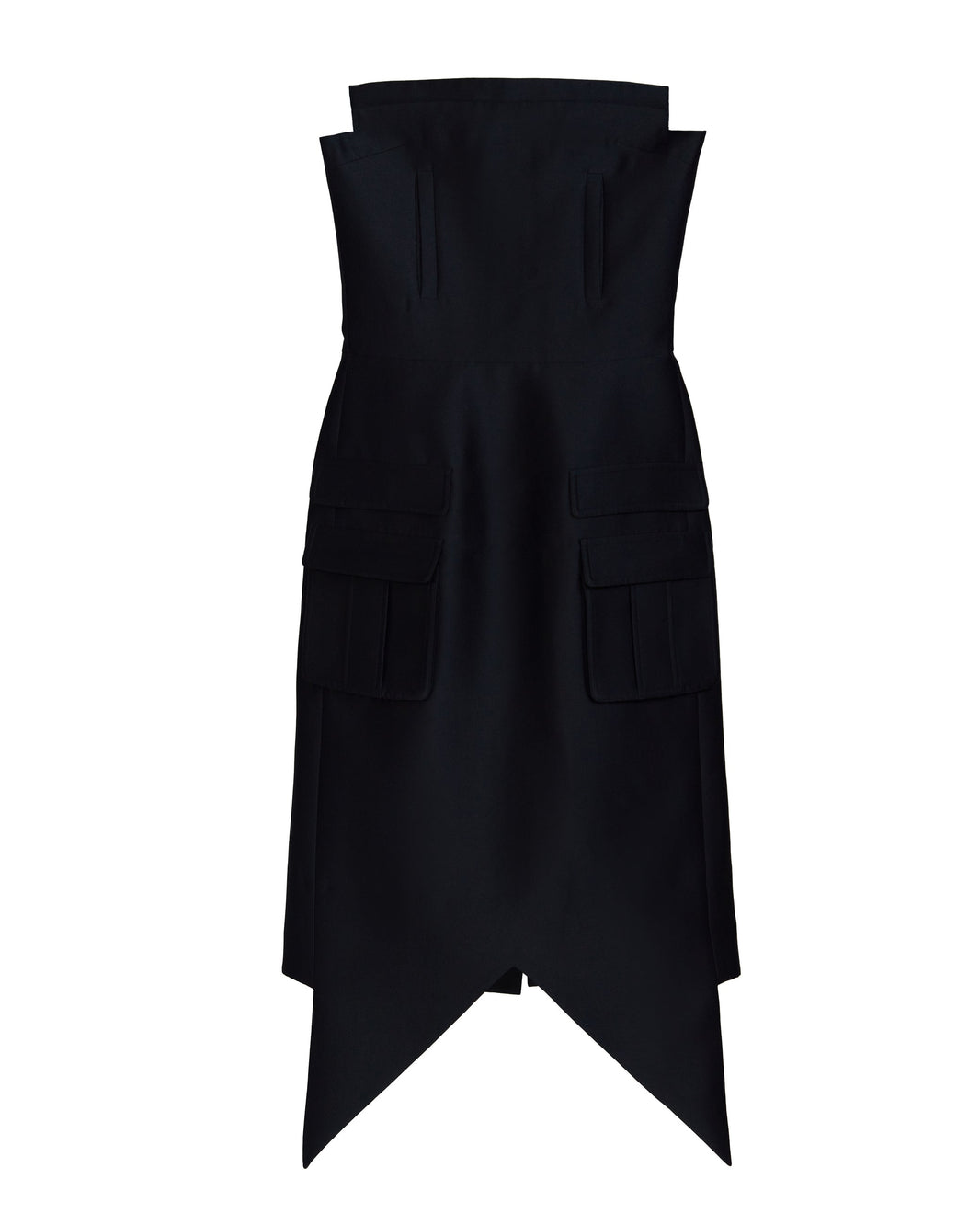 SHUSHU/TONG TRIANGULAR HEM STRAPLESS DRESS_BLACK