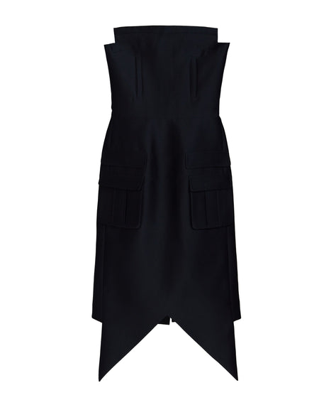 SHUSHU/TONG TRIANGULAR HEM STRAPLESS DRESS_BLACK