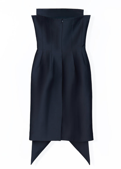 SHUSHU/TONG TRIANGULAR HEM STRAPLESS DRESS_BLACK