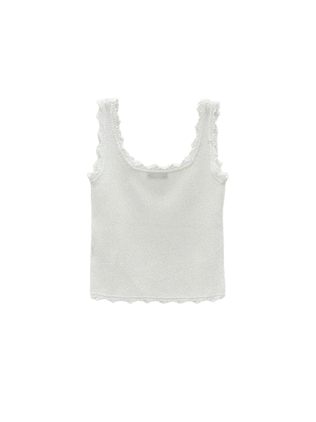 LOW CLASSIC LACE EDGE SLEEVELESS KNIT_WHITE
