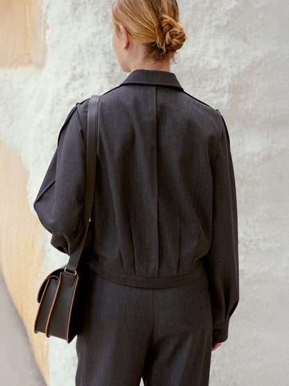LOW CLASSIC PINCHED SHIRT JACKET_MELANGE GREY