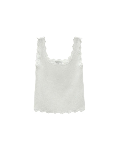 LOW CLASSIC LACE EDGE SLEEVELESS KNIT_WHITE