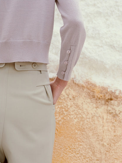 LOW CLASSIC DOUBLE WAIST TROUSERS_BEIGE