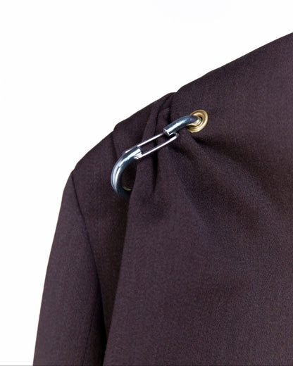 KOLOR DECONSTRUCTED ASYMMETRIC TAILORED WOOL BLAZER_DARK BROWN
