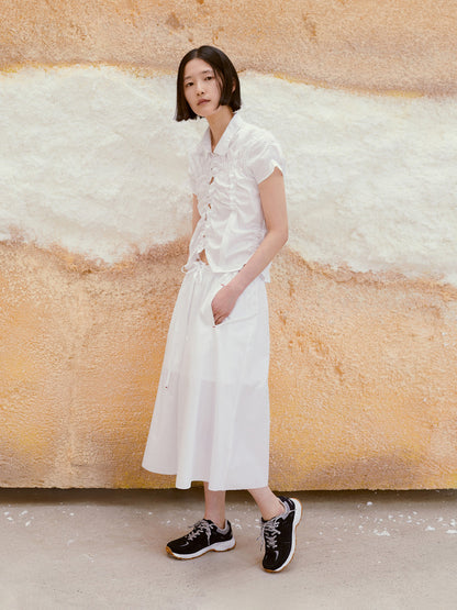 LOW CLASSIC WRINKLE HALF SLEEVE SHIRT_WHITE