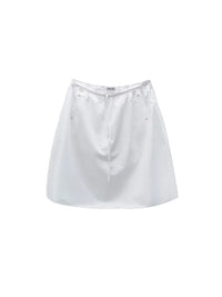 LOW CLASSIC DRAWSTRING MIDI SKIRT_WHITE