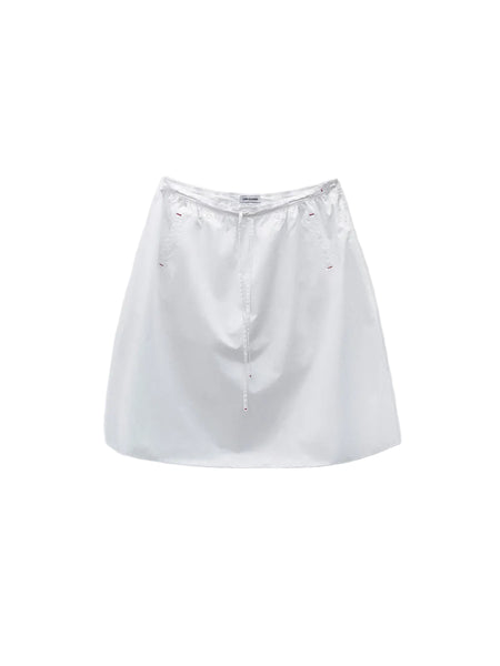 LOW CLASSIC DRAWSTRING MIDI SKIRT_WHITE