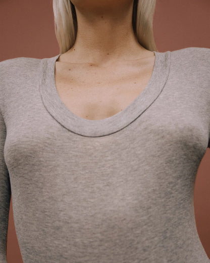 ENTIRE STUDIOS CIRCLE NECK BODY SUIT SILVER GRAIN