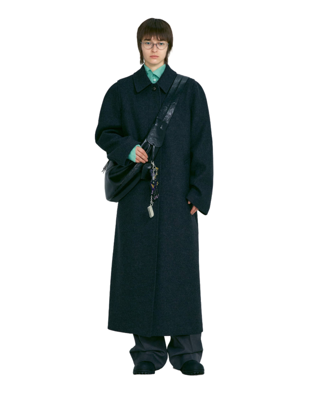 SINGLE BUTTONOED BALMACAAN COAT_DARK GREY