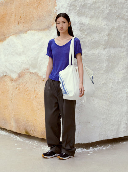 LOW CLASSIC DRAWSTRING WASHED COTTON PANTS_CHARCOAL