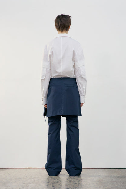 LOW CLASSIC NEW LAYERED WRAP SKIRT PANTS_NAVY