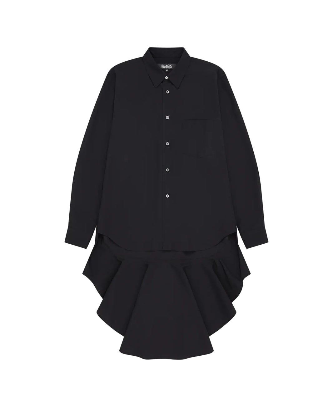 CDG BLACK FRILLED HEM SHIRT_BLACK