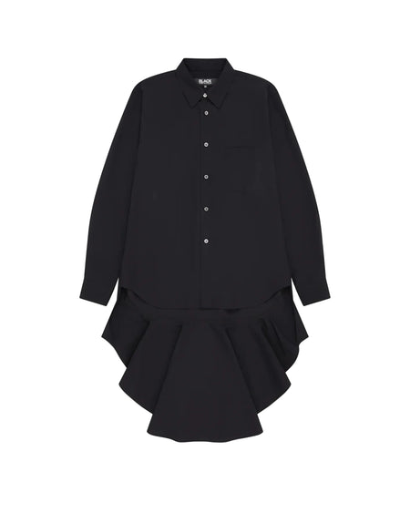 CDG BLACK FRILLED HEM SHIRT_BLACK