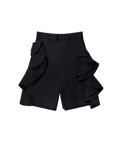 CDG BLACK RUFFLE SHORTS_BLACK