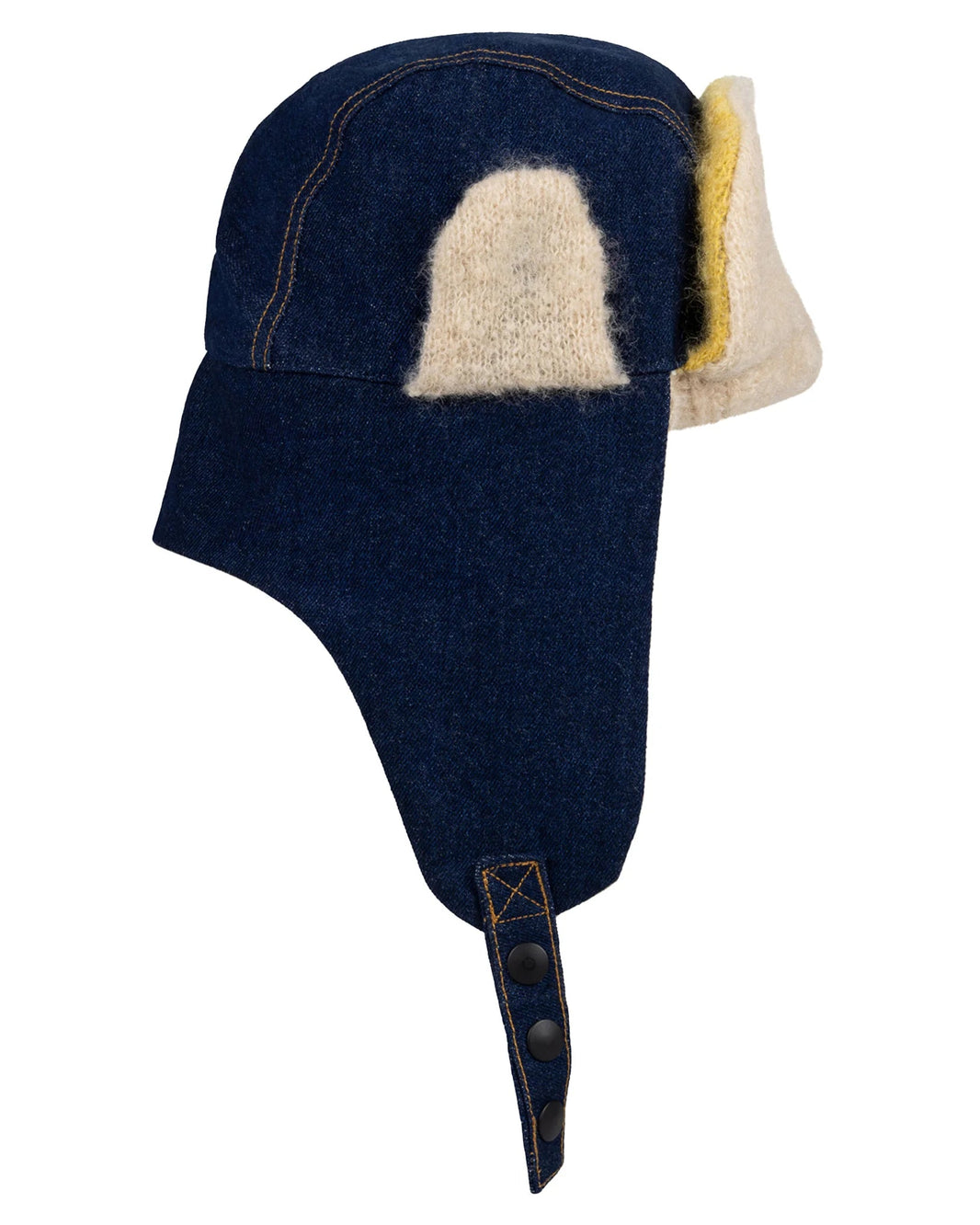 TRAPPER HAT WITH KNIT PATCH