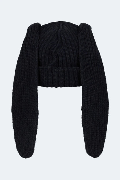 CHUNKY RABBIT BEANIE_BLACK