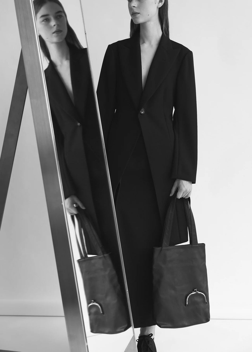 YOHJI YAMAMOTO DISCORD CLASP TOTE SMALL_BLACK