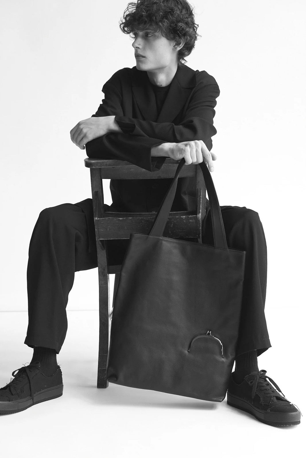 YOHJI YAMAMOTO DISCORD CLASP TOTE LARGE_BLACK