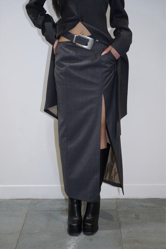 SITUATIONIST GREY WOOL SKIRT