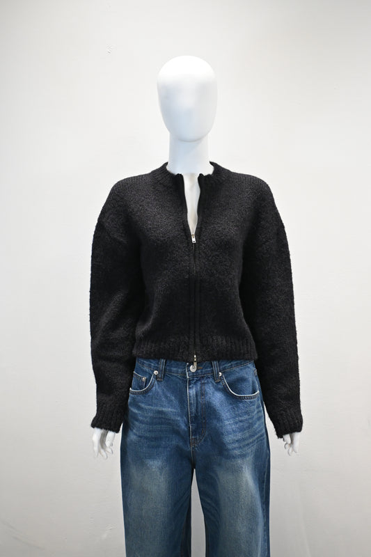 LOW CLASSIC ALPACA ZIP-UP CARDIGAN_BLACK