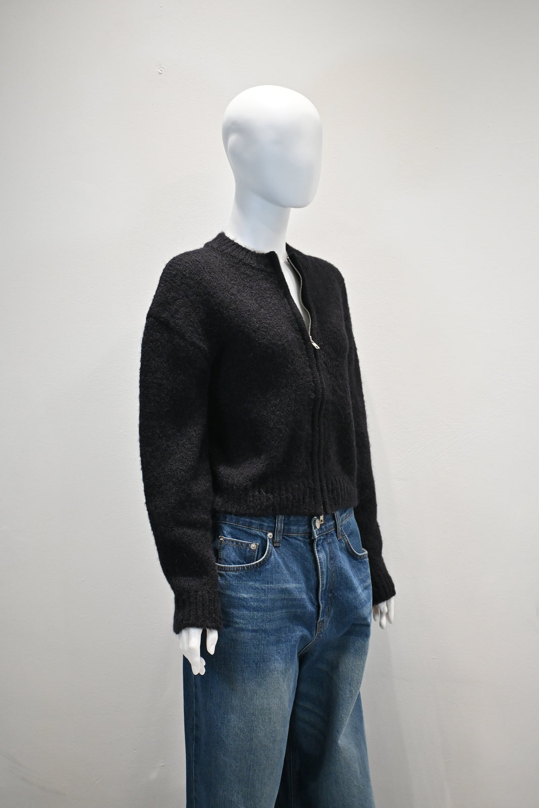LOW CLASSIC ALPACA ZIP-UP CARDIGAN_BLACK