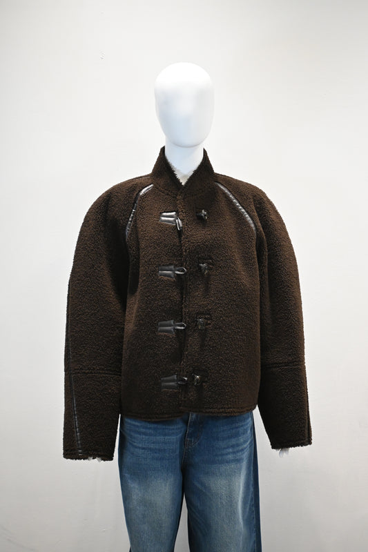 LOW CLASSIC SHORT SHEARLING REVERSIBLE COAT_BROWN