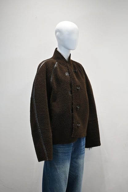 LOW CLASSIC SHORT SHEARLING REVERSIBLE COAT_BROWN