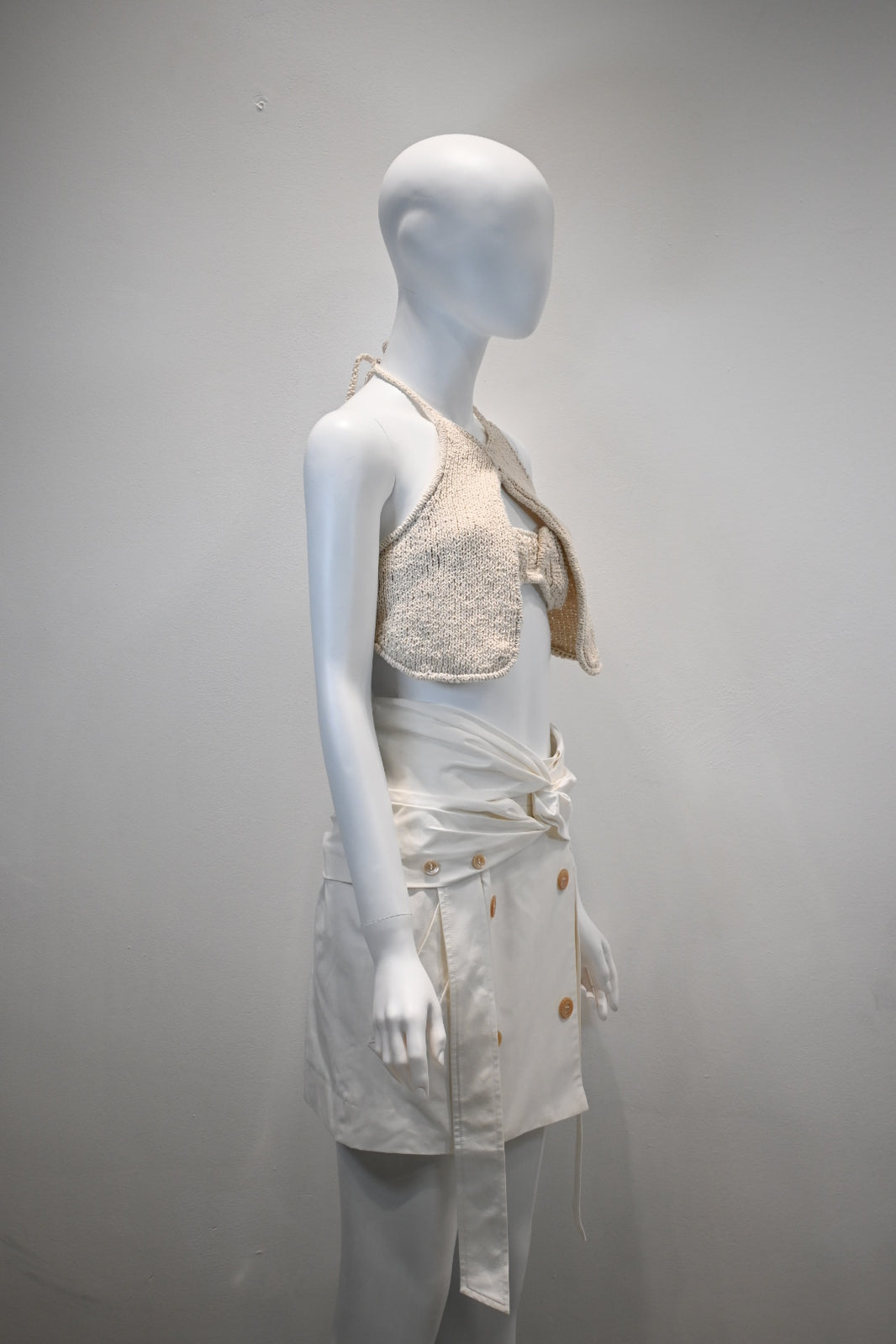 ROKH COTTON CROCHETED VEST WITH BRA_NATURAL