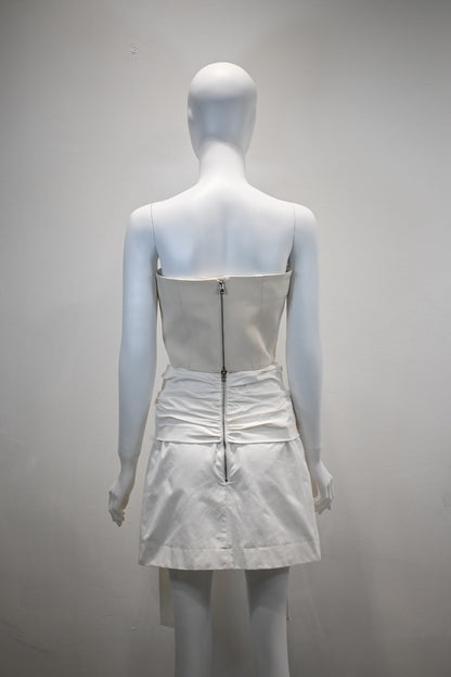 ROKH BUTTON DETAILED TUBE TOP_CREAM
