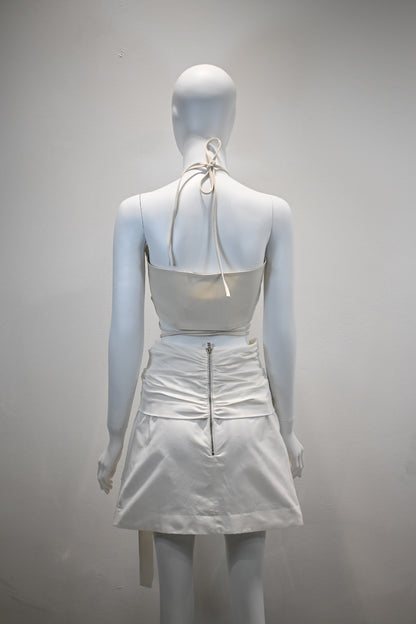 ROKH STRAPS CROSS OVER CUT OUT TOP_CREAM