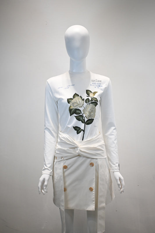 ROKH FLOWER PRINT MASK TOP_IVORY