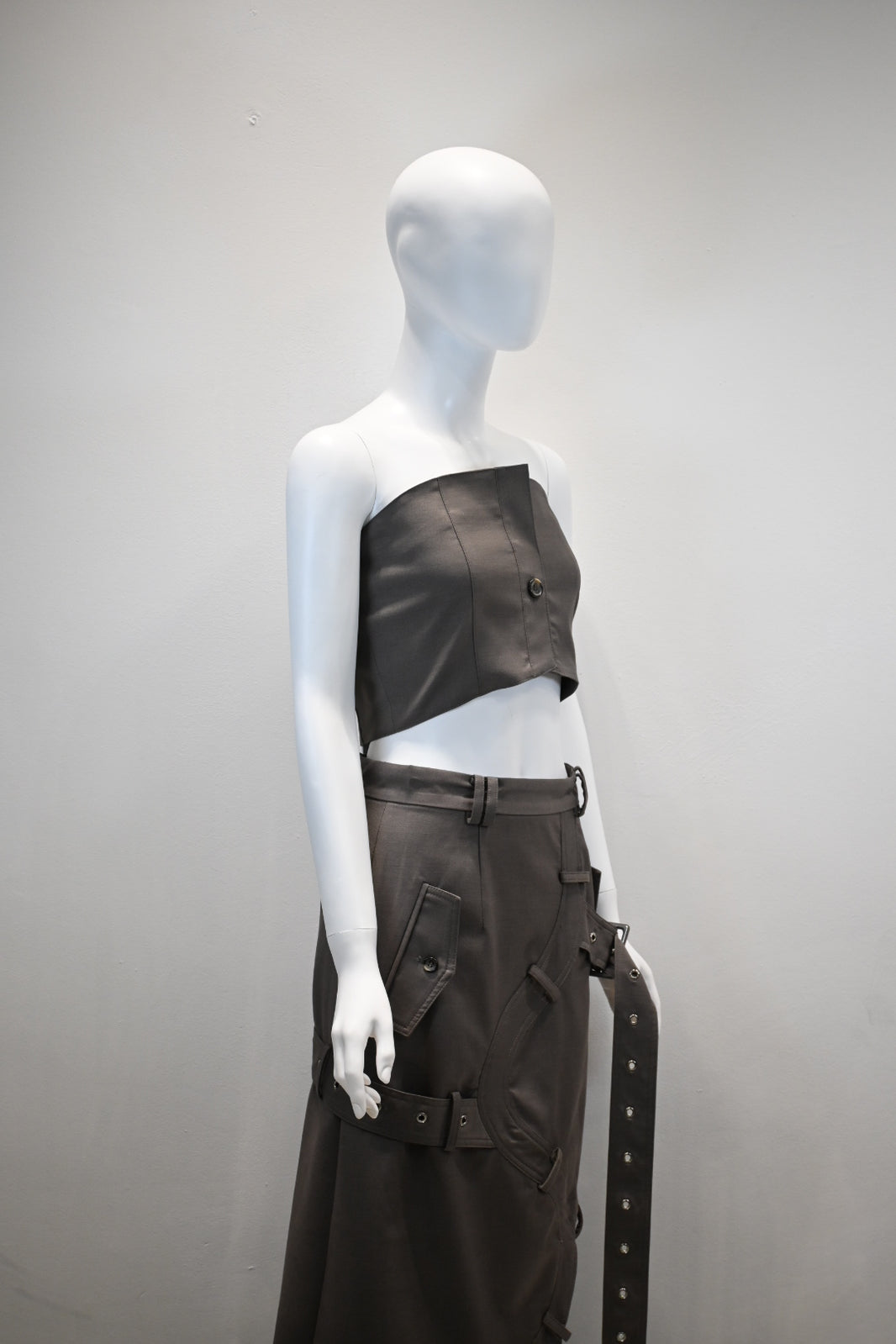 ROKH BUTTON DETAILED TUBE TOP_TAUPE