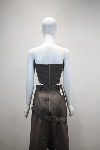 ROKH BUTTON DETAILED TUBE TOP_TAUPE