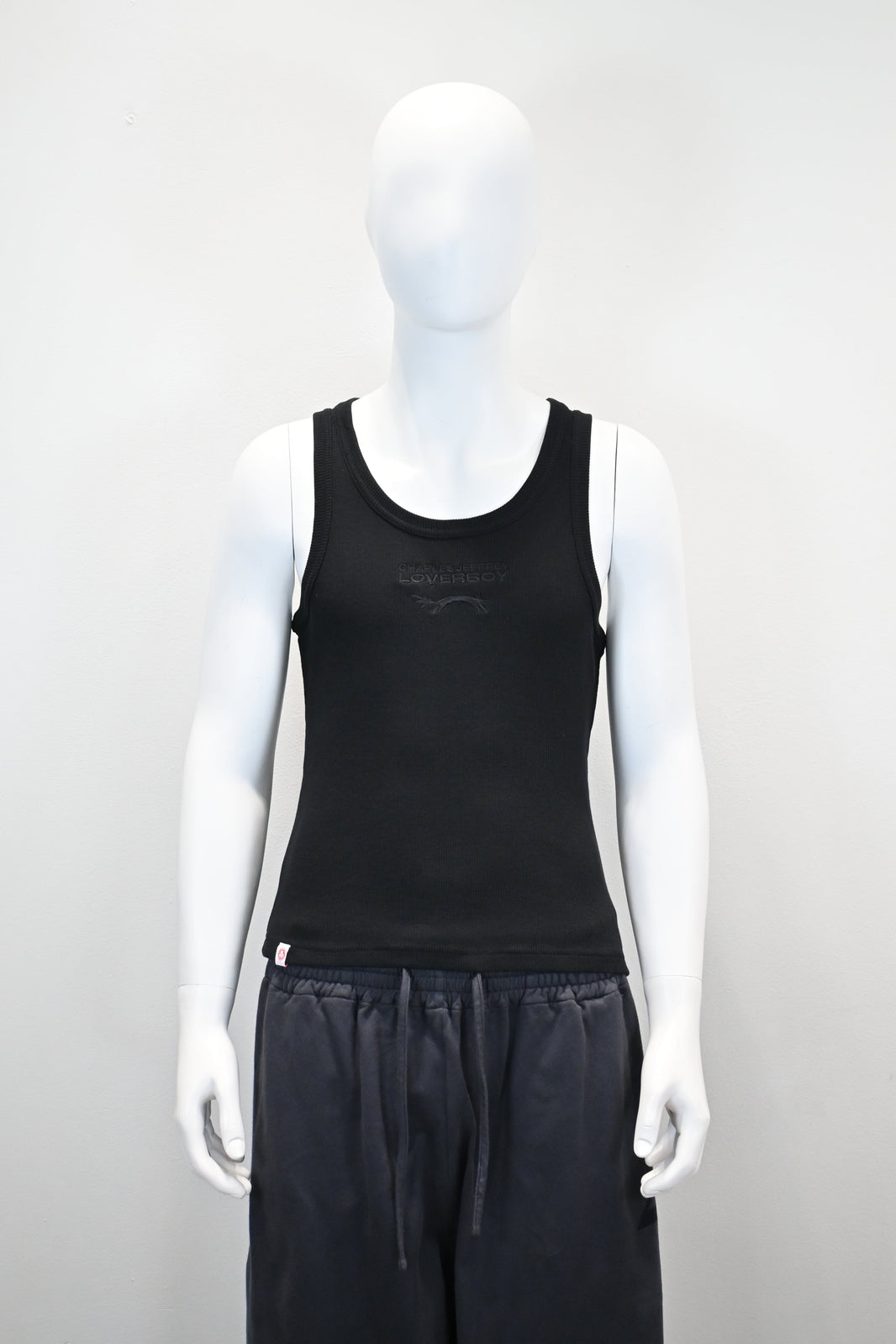 CHARLES JEFFREY LOVERBOY LOGO EMBROIDERED TANK TOP