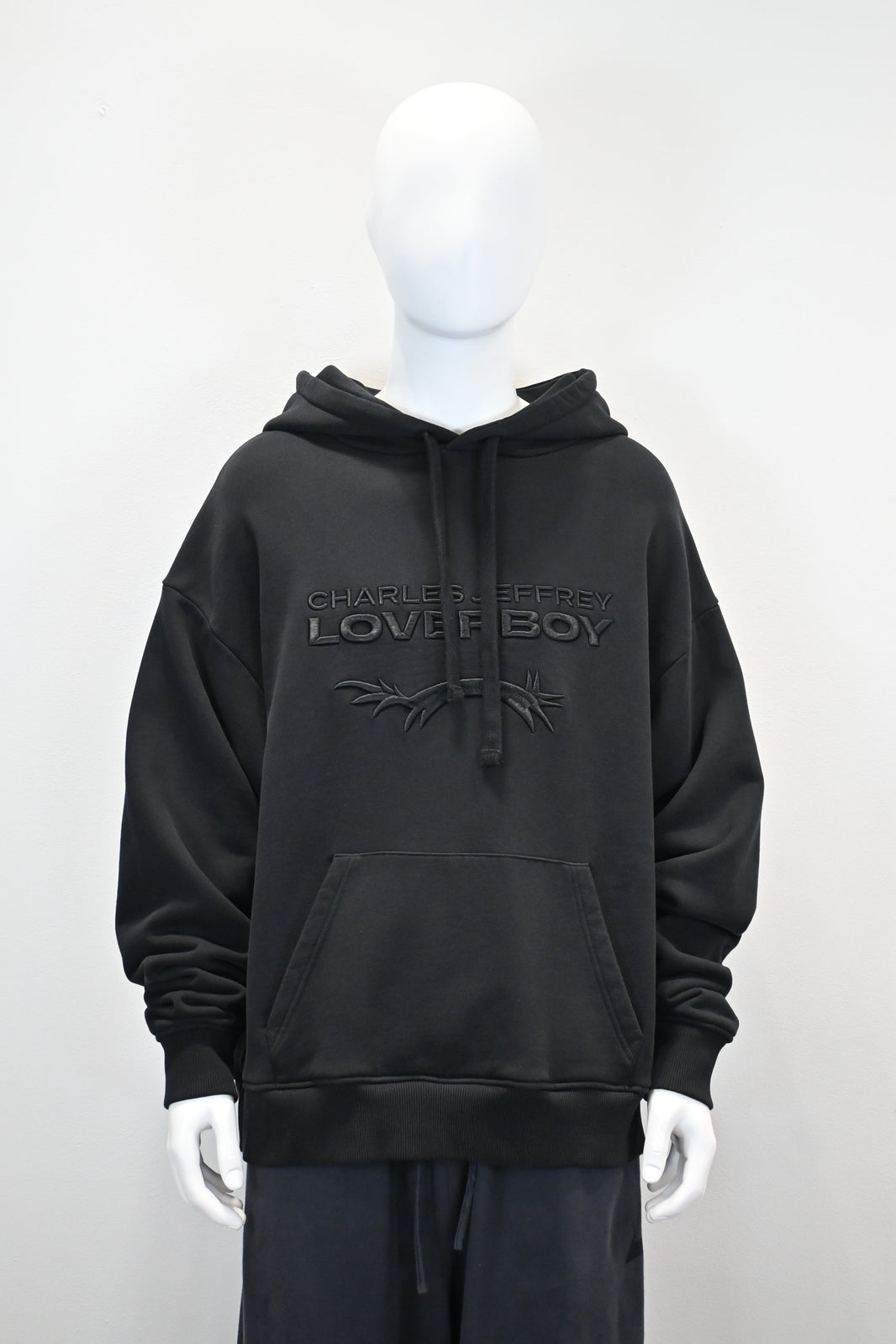 CHARLES JEFFREY LOVERBOY BLACK LOGO HOODIE