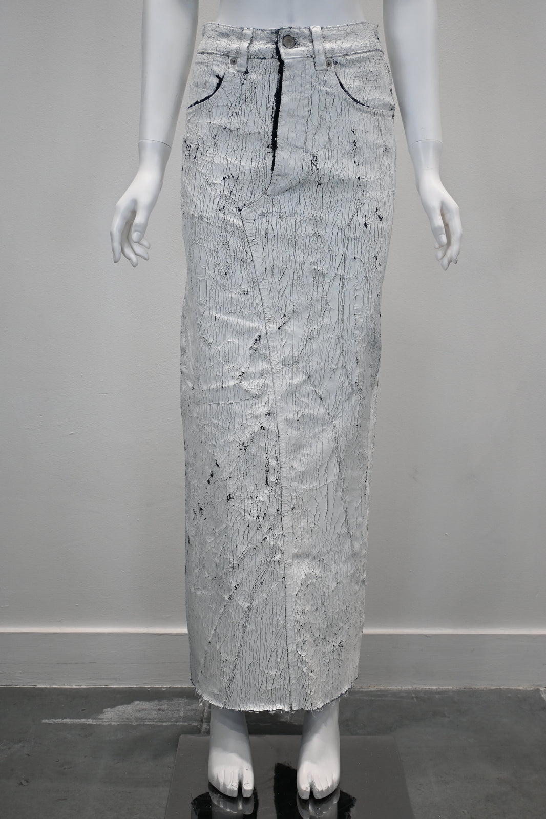 MM6 HAND-PAINTED DENIM LONG SKIRT