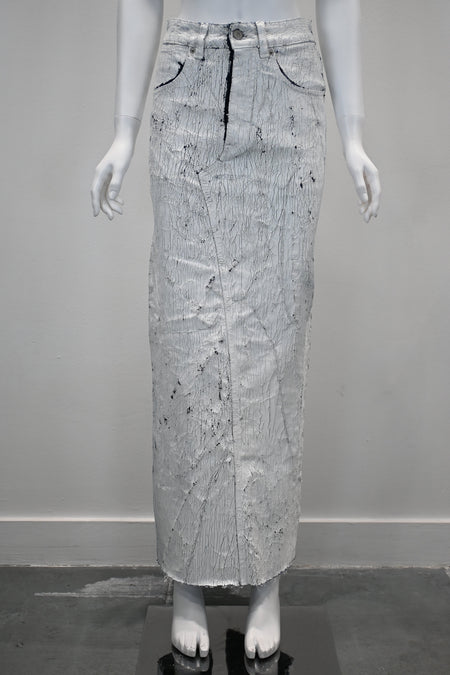 MM6 HAND-PAINTED DENIM LONG SKIRT