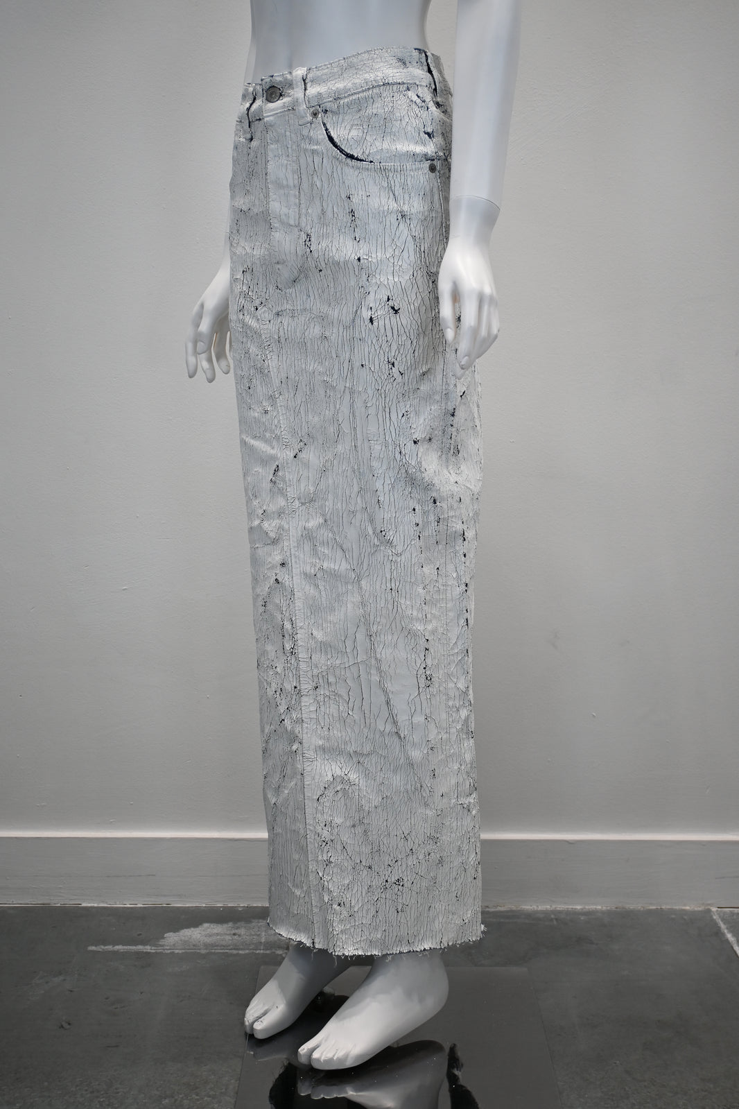 MM6 HAND-PAINTED DENIM LONG SKIRT