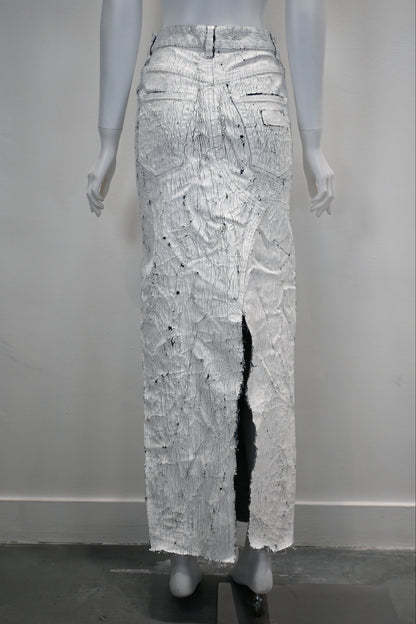 MM6 HAND-PAINTED DENIM LONG SKIRT