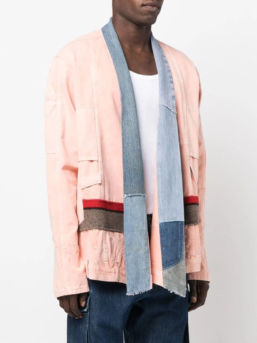 Greg Lauren Coral Blanket Stripe Jacket