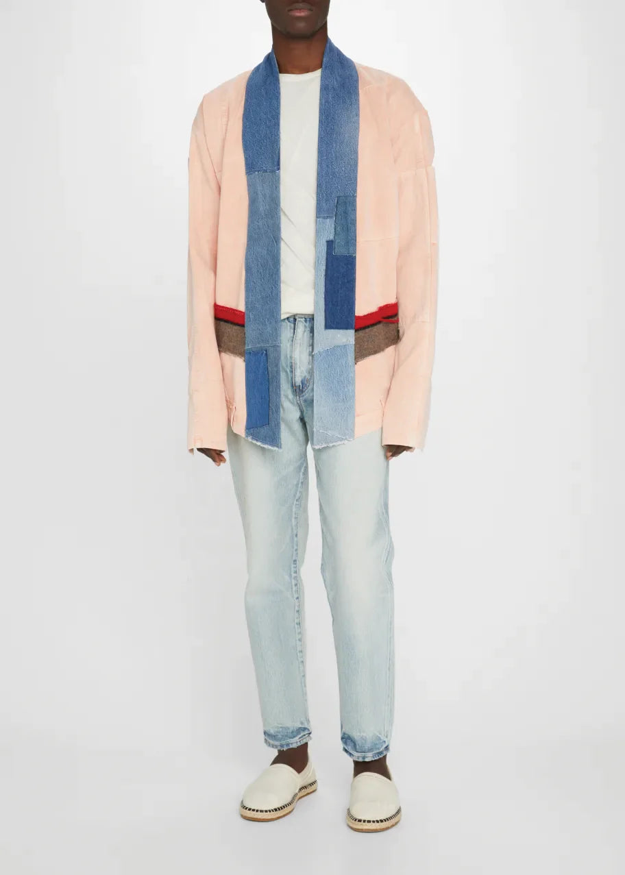 Greg Lauren Coral Blanket Stripe Jacket