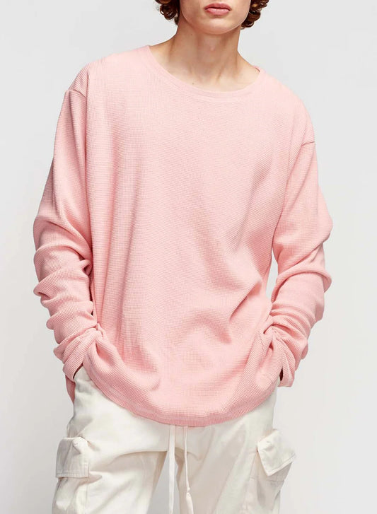 Greg Lauren Coral Ls waffle Tee Coral