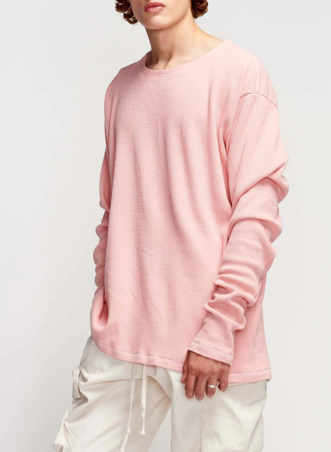 Greg Lauren Coral Ls waffle Tee Coral