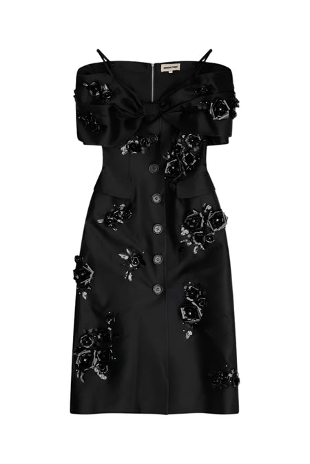 SHUSHU/TONG BOW OFF SHOULDER DRESS_BLACK