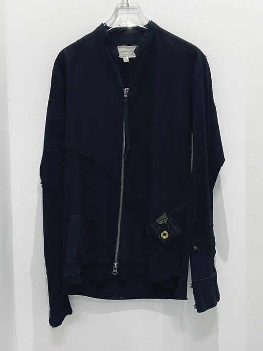 Greg Lauren Tent Fleece Zip Front Studio Shirt Black